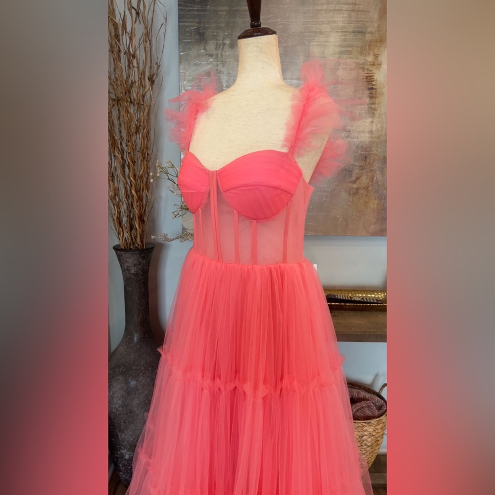 NWT Ava Gowns ‘Mia dress’ coral pink tulle corset dress size 10 - Picture 9 of 15